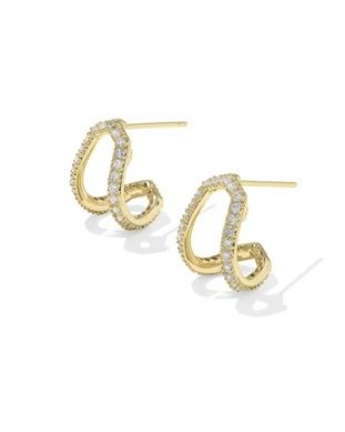 DAPHNE PAVE HUGGIE EARRINGS GOLD WHITE CZ