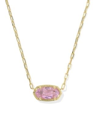 ELISA LUXE SHORT PENDANT NECKLACE GOLD LIGHT PINK CZ