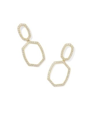 DAPHNE PAVE OPEN FRAME EARRINGS GOLD WHITE CZ