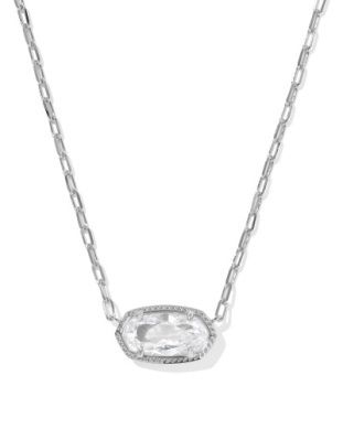 ELISA LUXE SHORT PENDANT NECKLACE SILVER WHITE CZ