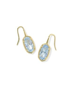 LEE LUXE DROP EARRINGS GOLD LIGHT BLUE CZ