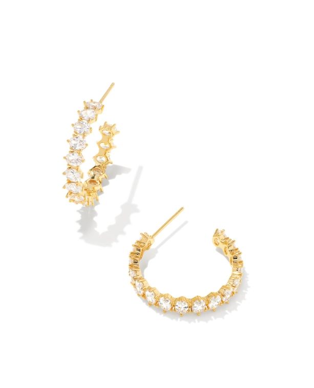 Cailin Crystal Hoop Ear Gold Metal White