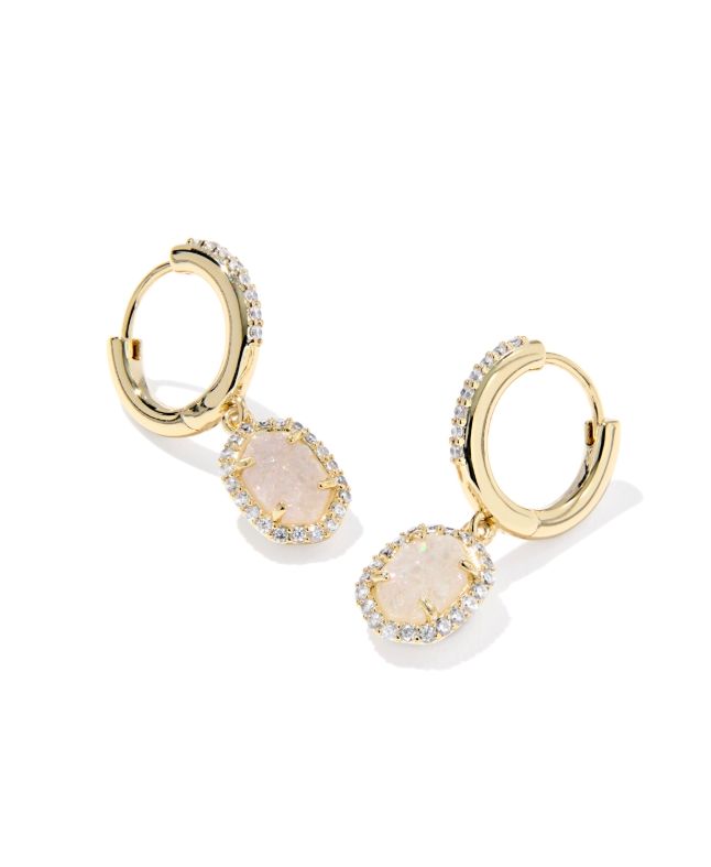 Daphne Iridescent Drusy Gold Huggie Earrings