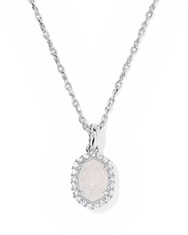 Daphne Iridescent Drusy Pendent Necklace Silver
