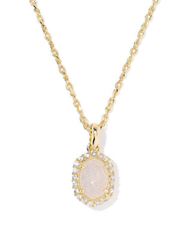 Daphne Iridescent Drusy Pendent Necklace Gold