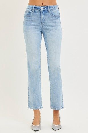 Light high-Rise Crop Straight Jeans