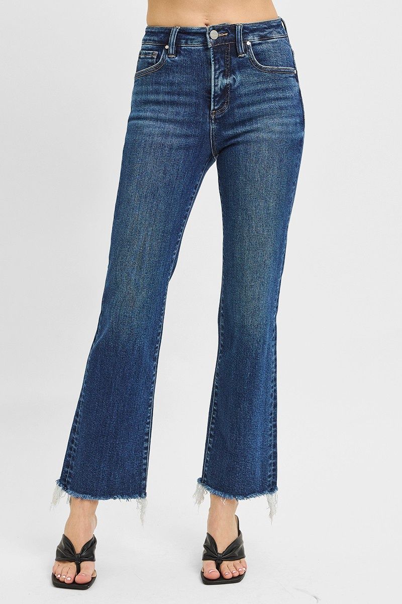 High Rise-Crop Straight-Raw Cut Hem Jeans