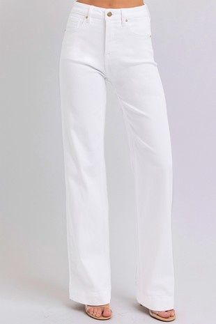White High Rise Straight Jeans