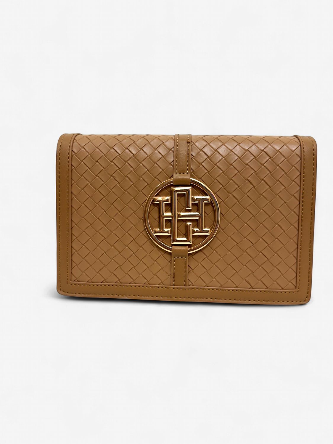 Cecilia Circle Logo Handbag Woven Tan