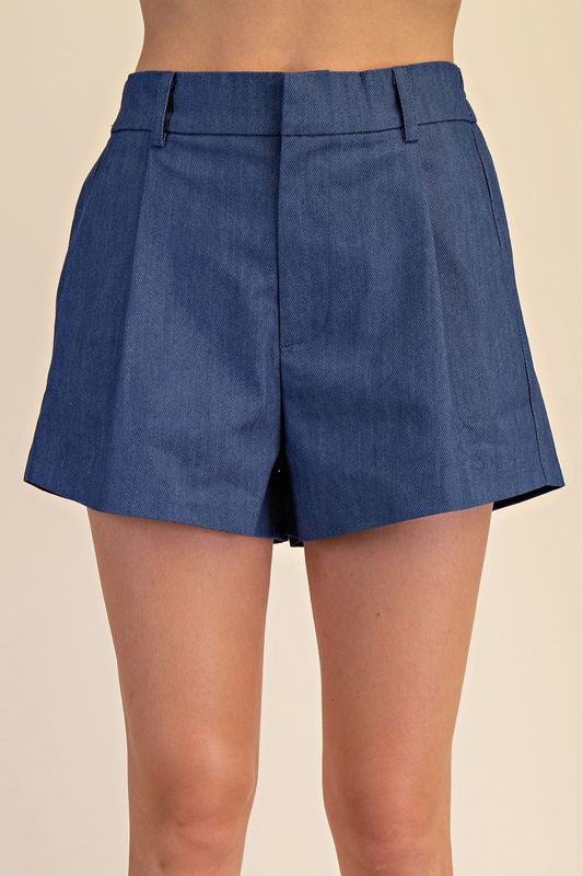 Indigo High Waist Shorts