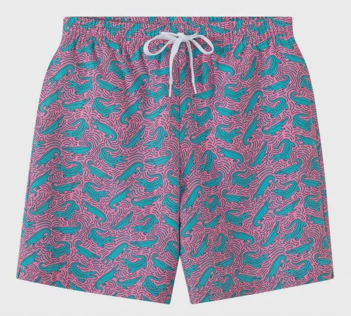 Neon Gator 4-Way Stretch Swim Trunks