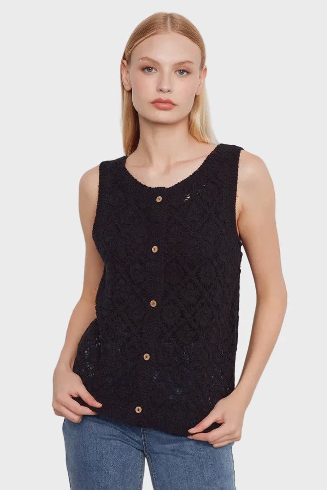 Crochet Button Up Vest