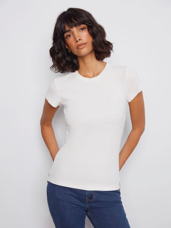 White Rib Crew Neck T-Shirt