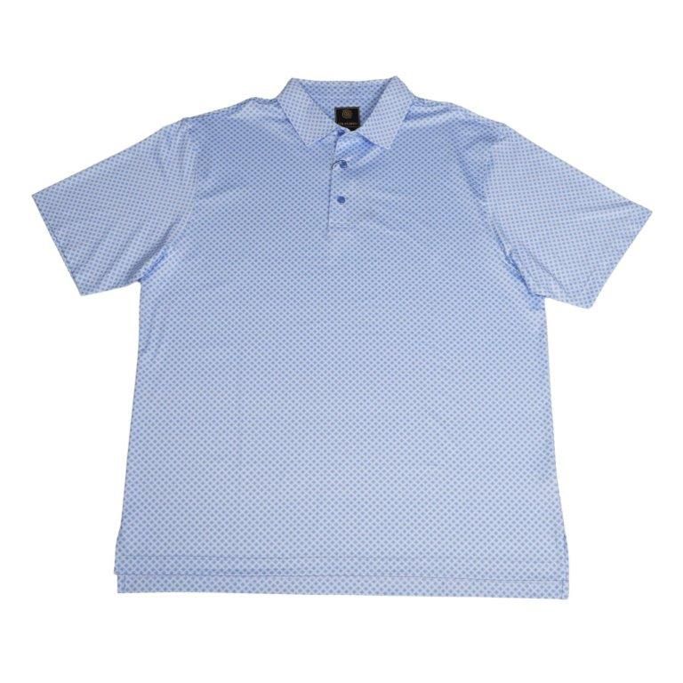 Mini Squares Print Polo - Blue/White