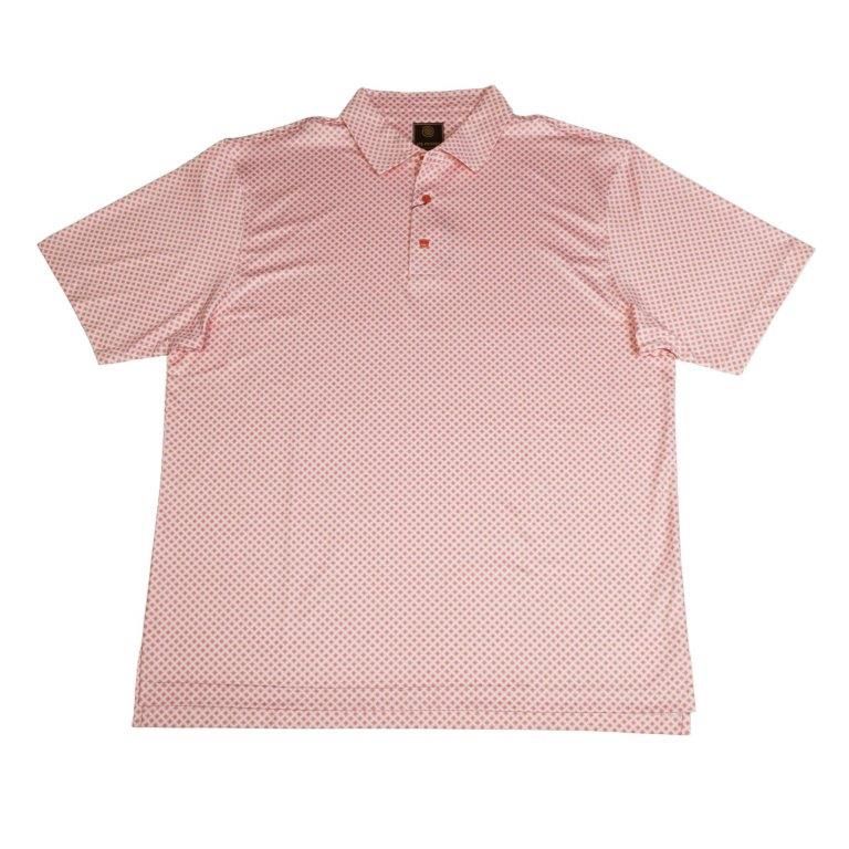 Mini Squares Print Polo - Coral/White