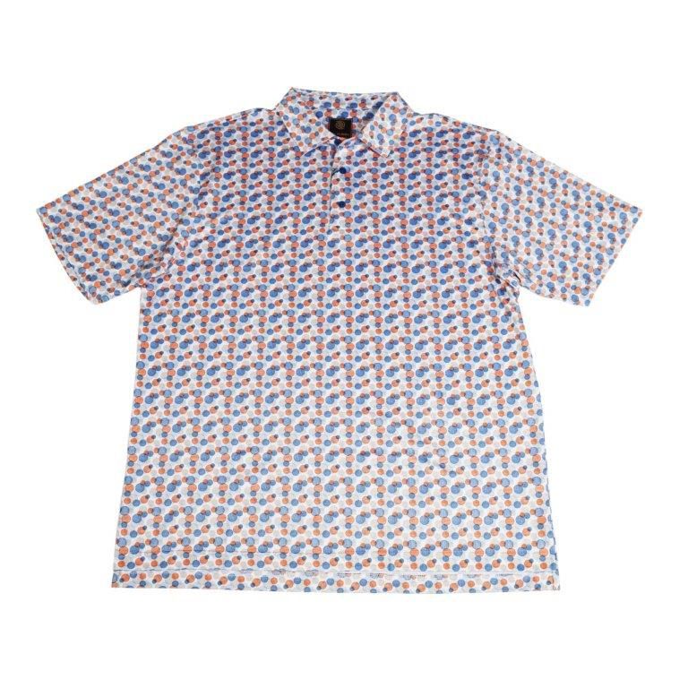 Tiny Bubbles Print Polo - Orange/Blue