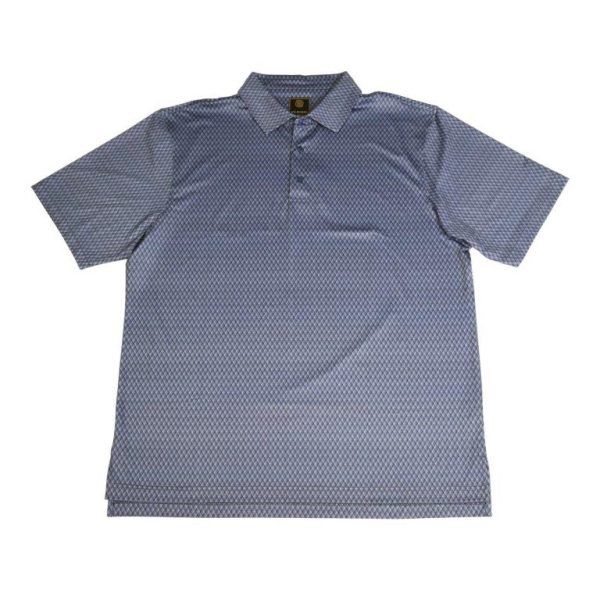 Stacked Diamond Print Polo - Navy