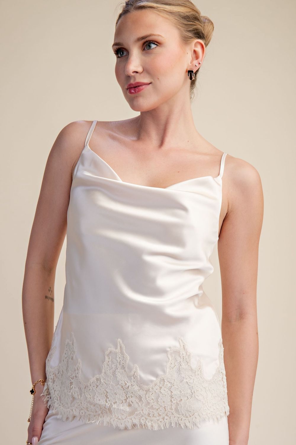 Cream Lace Detail Cami Top