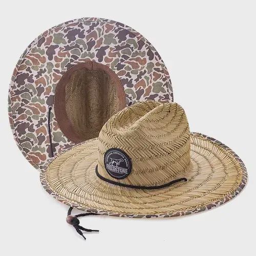 Green Camo Straw Hat