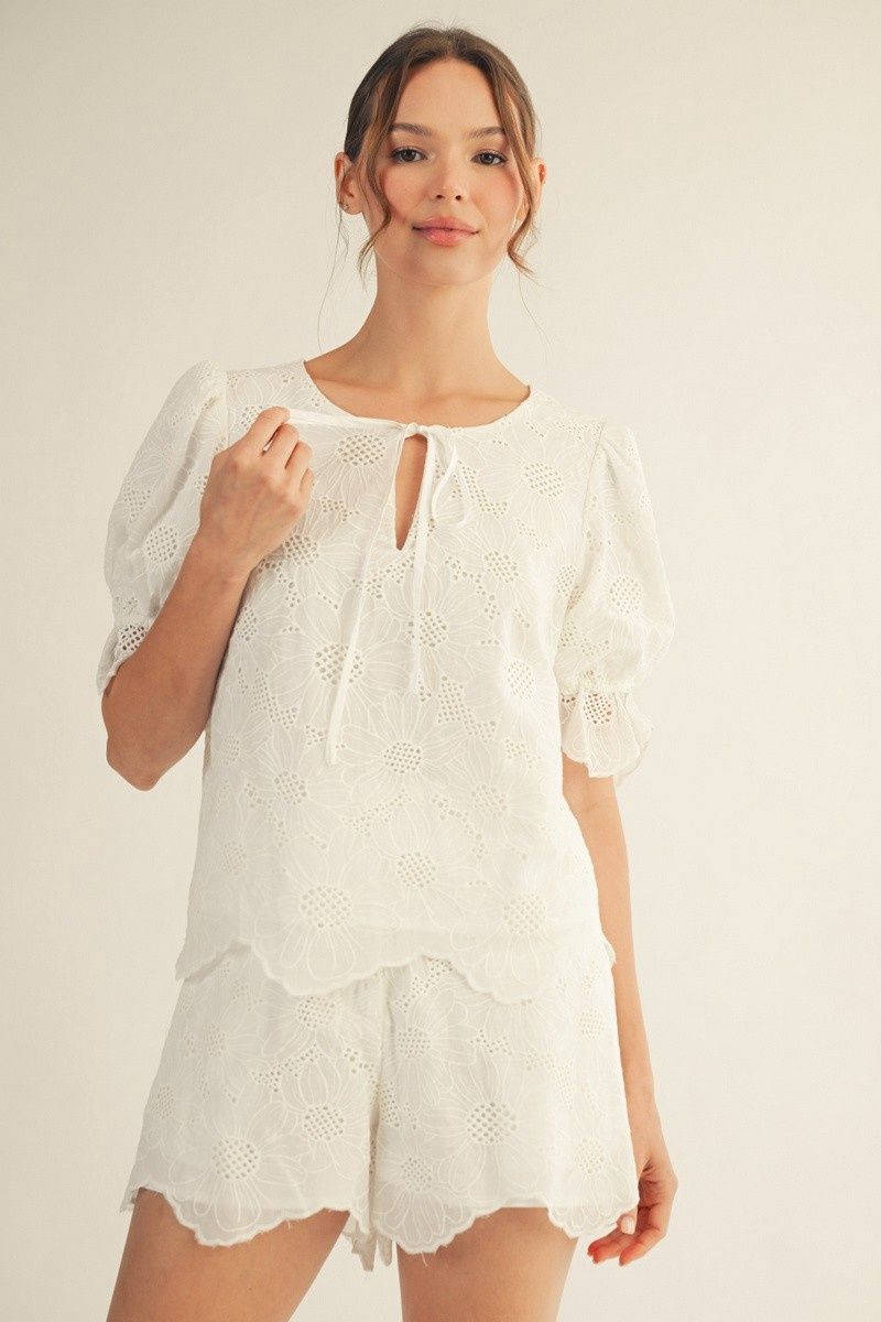 Eyelet Lace Peasant Top