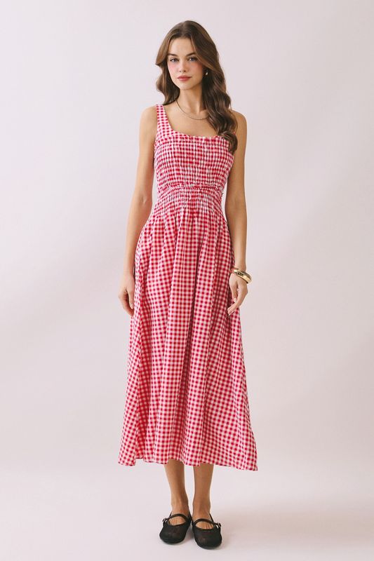 Red Gingham Smocked Dress