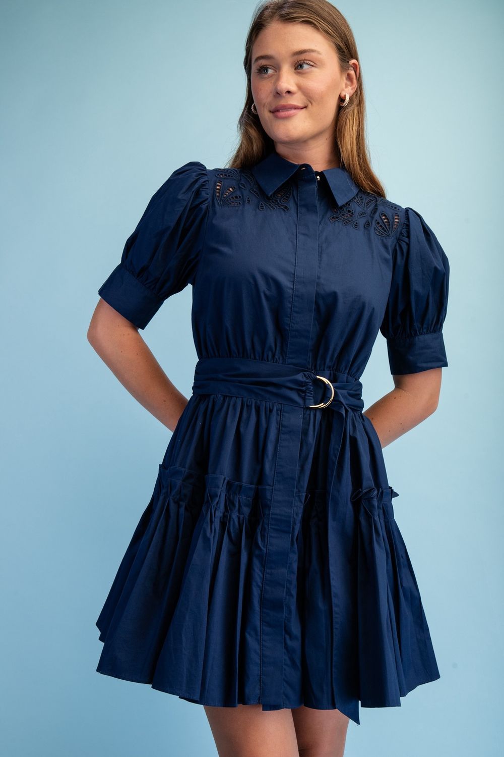 Navy Tiered Mini Dress