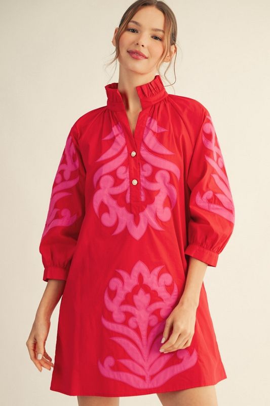 Floral Applique Shift Dress