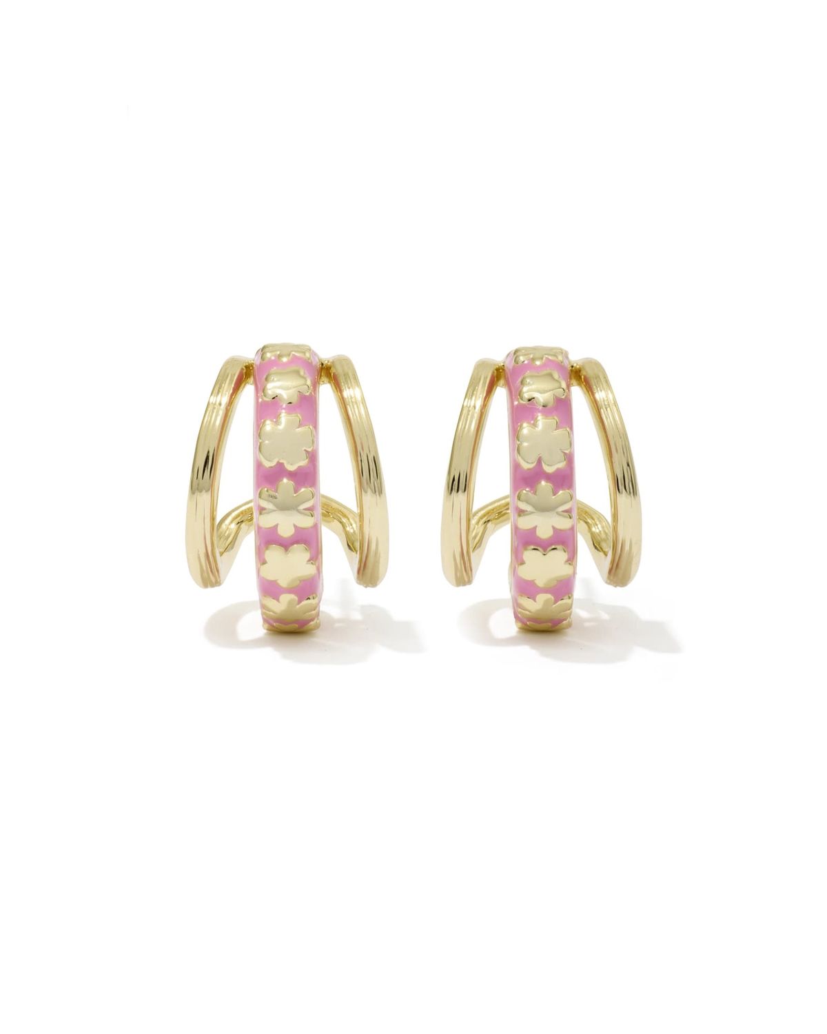 JANE HUGGIE EARRINGS GOLD DARK PINK ENAMEL