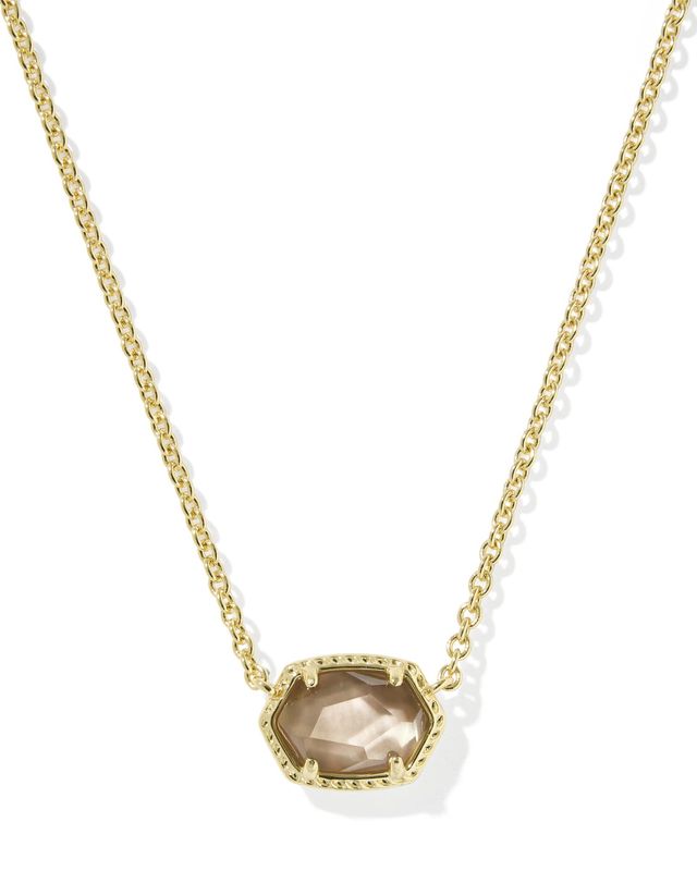 DAPHNE FRAME SHORT PENDANT NECKLACE GOLD TAUPE MOTHER OF PEARL