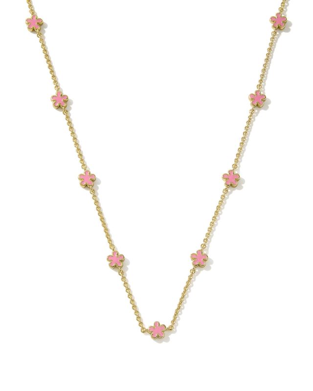 JANE STRAND NECKLACE GOLD DARK PINK ENAMEL