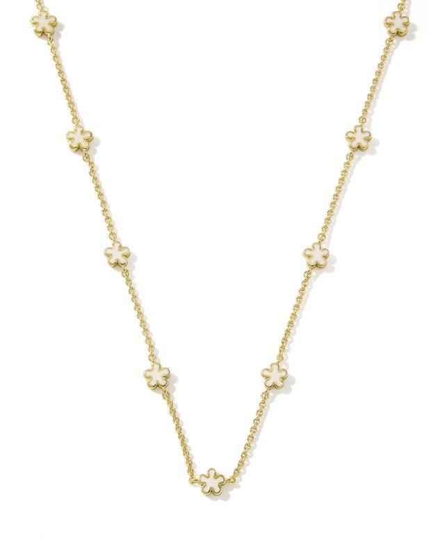 JANE STRAND NECKLACE GOLD WHITE ENAMEL