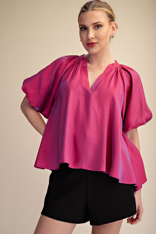 Fuchsia High Low Blouse