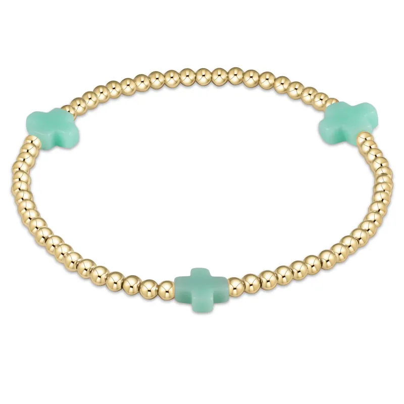 signature cross 3mm gold bracelet- mint