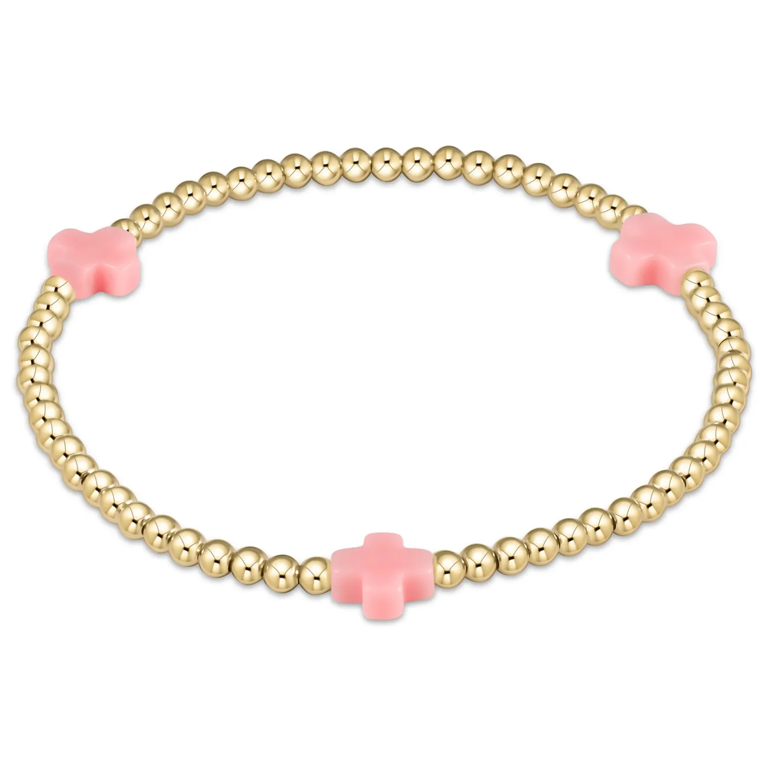 signature cross 3mm gold bracelet- pink