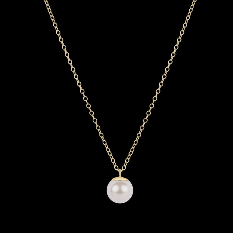 16" Necklace Gold - Classic Pearl 8mm Charm
