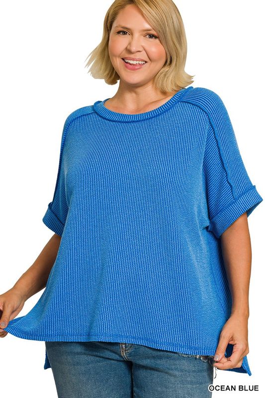 Plus Ribbed Top - Blue