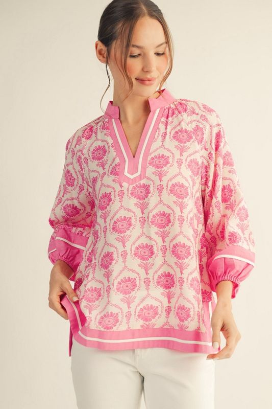 Pink Boho Print Top