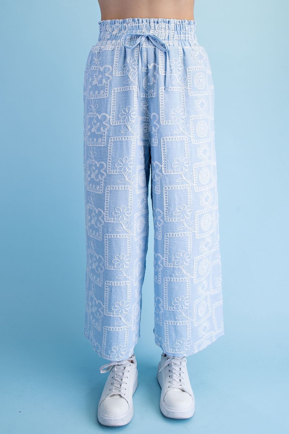 Light Blue Floral Embroidered Pant