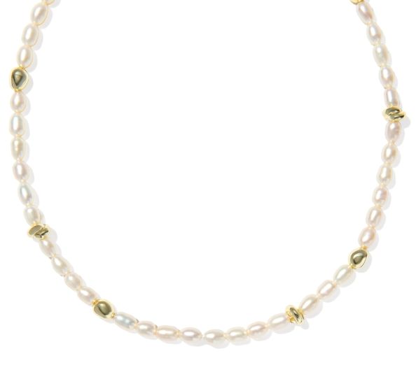 GABRIELLA PEARL STRAND NECKLACE GOLD FRESHWATER CULTURED PEARL