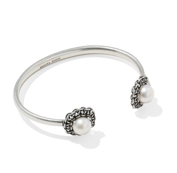 GABRIELLA PEARL CUFF BRACELET VINTAGE SILVER FRESHWATER CULTURED PEARL S/M