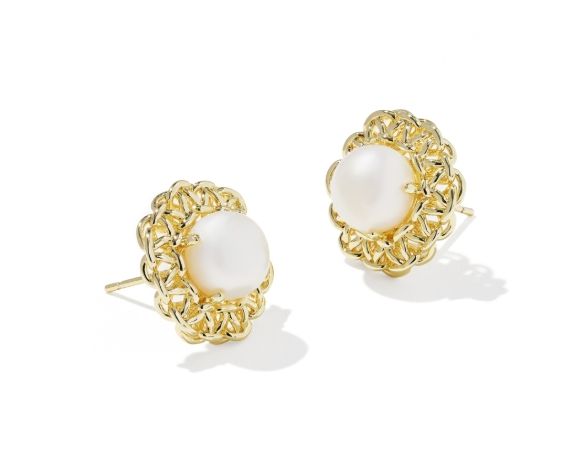 GABRIELLA PEARL STUD EARRINGS GOLD FRESHWATER CULTURED PEARL GABRIELLA PEARL STUD EARRINGS GOLD FRESHWATER CULTURED PEARL