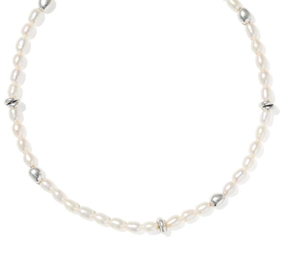 GABRIELLA PEARL STRAND NECKLACE VINTAGE SILVER FRESHWATER CULTURED PEARL GABRIELLA PEARL STRAND NECKLACE VINTAGE SILVER FRESHWATER CULTURED PEARL