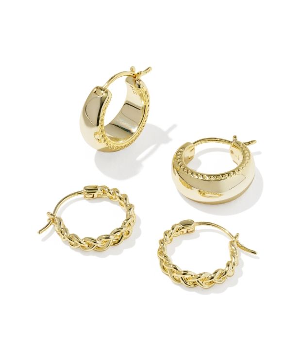 GABRIELLA SET OF HUGGIE EARRINGS GOLD