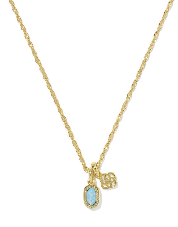 MINI ELISA DIRA NECKLACE GOLD BLUE LAB GROWN OPAL