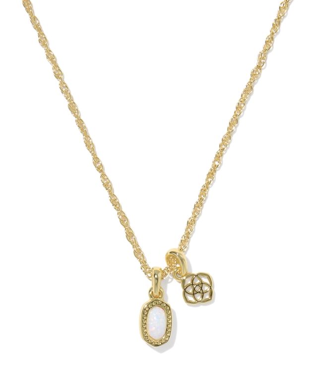 MINI ELISA DIRA NECKLACE GOLD BRIGHT WHITE LAB GROWN OPAL