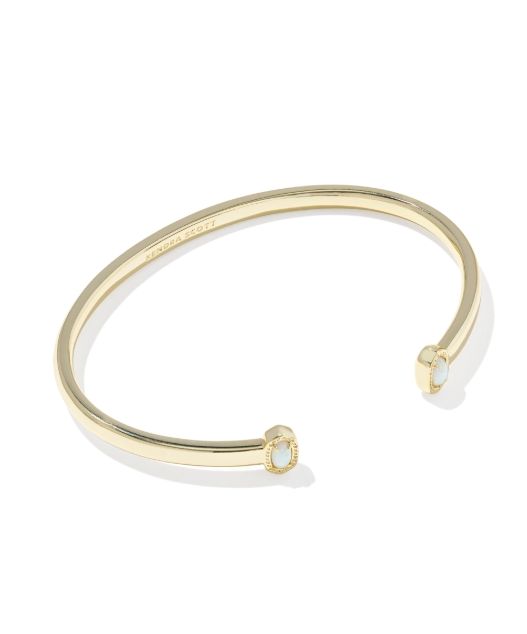 MINI ELTON CUFF BRACELET GOLD BRIGHT WHITE LAB GROWN OPAL S/M MINI ELTON CUFF BRACELET GOLD BRIGHT WHITE LAB GROWN OPAL S/M