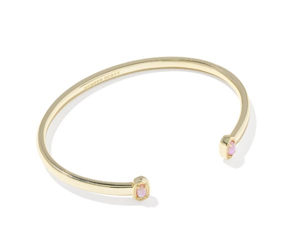 MINI ELTON CUFF BRACELET GOLD LIGHT PINK LAB GROWN OPAL S/M