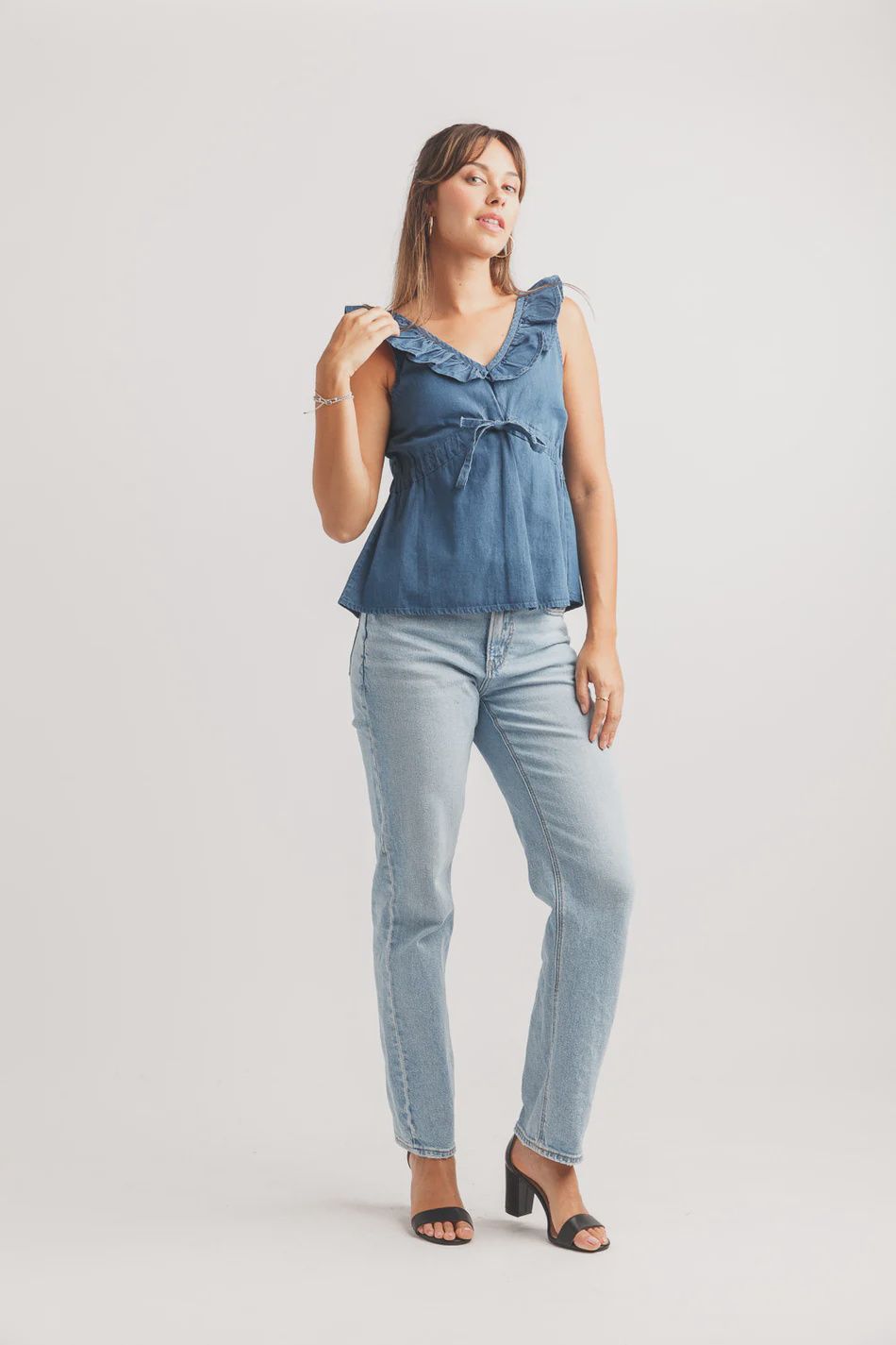 Denim Ruffle Top Denim Ruffle Top