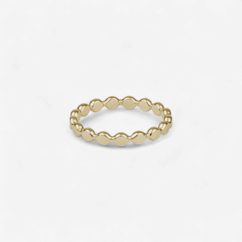 Classic Gold 2.5mm Beaded Disc Ring - Size 8
