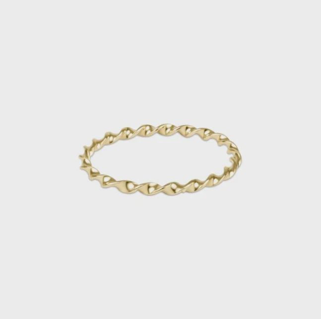Classic Gold Twisted Thin Band Ring - Size 7